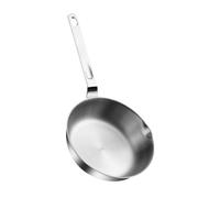 AMSLSIU Poêle à frire en acier inoxydable, poêle à œufs, antiadhésive pour omelettes, multifonctions ronde, ustensiles de cuisine ronds pour sauter, Argent, 14 cm