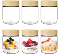AMSLSIU Pots à pudding au chia avec couvercles Solutions de stockage polyvalentes Délice gastronomique pour les repas et l'avoine de nuit Pots à large, 500 ml 6 pièces