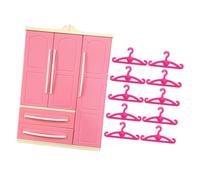 AMSLSIU Rangez Les vêtements et Bijoux de Votre poupée grâce à ce Meuble de Rangement Comprenant 10 cintres, des Mini-tiroirs et 10 cintres. , avec Cintre Droit , 18.2 x 7 x 25.8 cm