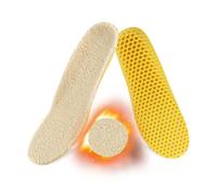 AMSLSIU Semelles intérieures respirantes et confortables, 2 pièces, profitez d'un confort respirant toute la journée, semelles intérieures en Polyester Imitation laine unisexe, jaune, L