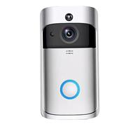 AMSLSIU Sonnette d'interphone WiFi avec Image 720P, Angle 166 °, Audio bidirectionnel, détection PIR, sans Fil, caméra, Argent