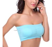 AMSLSIU Soutien-Gorge sans Bretelles Soutiens-Gorge sans Bretelles Couture avec Une pour Bonne élasticité sous-vêtement de Couleur Simple Style de Base Vêtements à épaules dénudées, Bleu, XXL