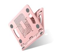 AMSLSIU Support de Refroidissement pour téléphone Tablette Support Pliable Dissipation Thermique 360 degrés Rotation 8 Niveaux 15kg Charge de Poids, Rose