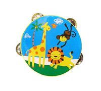 AMSLSIU Tambourin portatif à double rangée de rangées en bois, instrument de percussion ludique invitant les enfants à découvrir leur potentiel musical, Animal, 15 cm