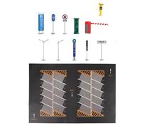 AMSLSIU Tapis de Souris Miniature pour Garage, échelle 1/64, avec Panneaux de signalisation « Ralentir », etc. Présentoir pour Voitures Miniatures et véhicules, Noir, Modèle E