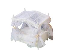 AMSLSIU Tout-Petits 1/12 Maison de poupée lit en Bois Bricolage Ornement Meubles Cadeaux d'anniversaire modèle décoratif Lits Jouets pour Le ménage, Blanc