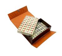 AMSLSIU Version Chinoise Mahjong Ensemble Cadeau pour la résine de Liaison familiale éviter la maladie d'Alzheimer Valise en Bois réutilisable Facile à Transporter