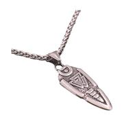 AMSLSIU Vikings fer de lance pendentif collier pour hommes déclaration avec Style alliage Vintage Vikings fer de lance collier pendentif pour hommes, couleur acier