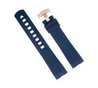 AMSOH 20mm extrémité incurvée qualité FKM caoutchouc fluoré nouveaux Bracelets de montre pour bracelet Omega couturier 300 bracelet de montre de plongée Bracelets boucle ardillon(Blue)