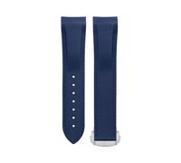 AMSOH Bracelet de montre en caoutchouc souple et flexible, pour Omega Speedmaster Moonwatch Seamaster 300 AT150 PLANET OCEAN 600, 20/21/22mm, boucle ronde argentée(Blue Blue,20mm)