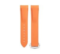 AMSOH Bracelet de montre en caoutchouc souple et Flexible, pour Omega Speedmaster Moonwatch Seamaster 300 AT150 PLANET OCEAN 600, 20/21/22mm, boucle à pointe argentée(Orange,22mm)