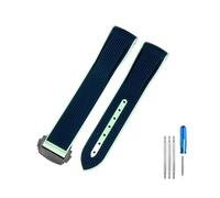 AMSOH Bracelet de montre en Silicone, 20mm, pour Omega Swatch Planet Joint Name Series, couleur assortie, Interface Arc, étanche, remplacement des bracelets de montre(Blue green-Black-Z3)