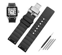 AMSOH Bracelet de montre en silicone pour Cartier Santos Sandoz Santos 100 - 23 mm - Pour homme et femme - Noir, 23mm, Agate