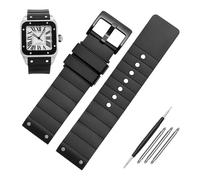 AMSOH Bracelet de montre en silicone pour Cartier Santos Sandoz Santos 100 - 23 mm - Pour homme et femme - Noir, 23mm, Agate