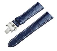 AMSOH Bracelets de montre en cuir de vachette pour L2 L4 Master Collection phare Evidenza Bracelet bracelets de montre Bracelet en cuir de veau L2.628.673(Blue Silver,19mm(Buckle 18mm))