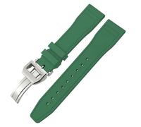 AMSOH Bracelets de montre FKM en caoutchouc fluoré souple, 20mm, 21mm, 22mm, pour IWC Big Pilot Portofino, outils de bracelet de montre en caoutchouc naturel(Green Square,20mm)