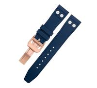 AMSOH Pour IWC Band Big Pilot Mark Portugieser Bracelet Souple 20mm 21mm 22mm Naturel Fluo Caoutchouc FKM Caoutchouc avec Rivet Bracelet de Montre (Blue4,20mm)