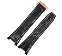 AMSOH Remplacement pour Omega Constellation Double Eagle série 131.133, bracelet de montre Manhattan en caoutchouc, cuir de vache, bracelet d'observation masculin, encoche 25-14mm(Black4)