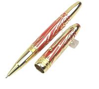 AMSOH Stylo à bille à piston, édition limitée, bleu, vert, en résine, avec capuchon en métal (bordeaux, stylo et étui)