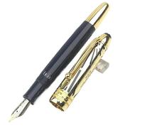 AMSOH Stylo à bille à piston, édition limitée, bleu, vert, en résine, avec capuchon en métal (vert kaki, stylo et étui)