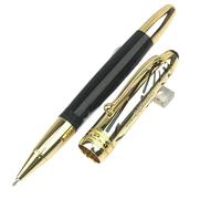 AMSOH Stylo à bille à piston noir édition limitée bleu vert résine capuchon métal bureau stylo d'écriture (violet, stylo et stylo)