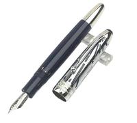 AMSOH Stylo à bille à piston noir édition limitée bleu vert résine capuchon métal stylo d'écriture bureau (gris foncé, stylo et boîte à stylo)