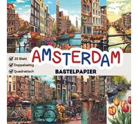 Amsterdam Bastelpapier: Scrapbook Papier Kollektion | 8.5" x 8.5", 20 Blatt, Doppelseitig I Junk Journal Dekor I Washi Tape I DIY Karten | Dekoratives Bastelpapier | Origami | Reisetagebücher