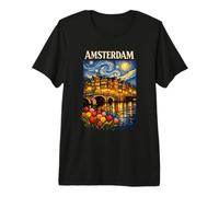 Amsterdam Canal Van Gogh Nuit étoilée inspirée paisible T-Shirt Haut de Gamme
