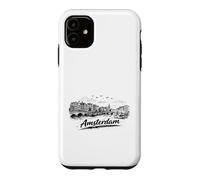 Amsterdam City Canal Bicycles Voyage Sketch Art Coque pour iPhone 11