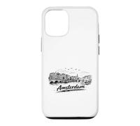 Amsterdam City Canal Bicycles Voyage Sketch Art Coque pour iPhone 12/12 Pro