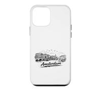 Amsterdam City Canal Bicycles Voyage Sketch Art Coque pour iPhone 12 Mini