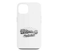 Amsterdam City Canal Bicycles Voyage Sketch Art Coque pour iPhone 13