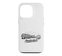 Amsterdam City Canal Bicycles Voyage Sketch Art Coque pour iPhone 13 Pro