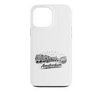 Amsterdam City Canal Bicycles Voyage Sketch Art Coque pour iPhone 13 Pro Max