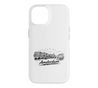 Amsterdam City Canal Bicycles Voyage Sketch Art Coque pour iPhone 14