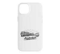 Amsterdam City Canal Bicycles Voyage Sketch Art Coque pour iPhone 14 Plus