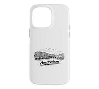 Amsterdam City Canal Bicycles Voyage Sketch Art Coque pour iPhone 14 Pro Max