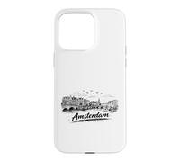 Amsterdam City Canal Bicycles Voyage Sketch Art Coque pour iPhone 15 Pro Max