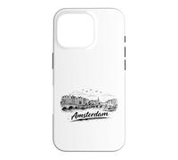 Amsterdam City Canal Bicycles Voyage Sketch Art Coque pour iPhone 16 Pro