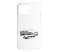 Amsterdam City Canal Bicycles Voyage Sketch Art Coque pour iPhone 16 Pro Max