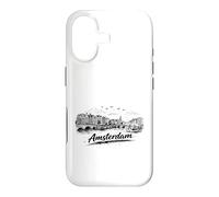 Amsterdam City Canal Bicycles Voyage Sketch Art Coque pour iPhone 17