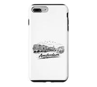 Amsterdam City Canal Bicycles Voyage Sketch Art Coque pour iPhone 7 Plus/8 Plus
