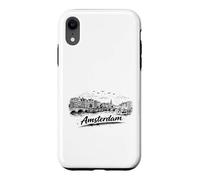 Amsterdam City Canal Bicycles Voyage Sketch Art Coque pour iPhone XR