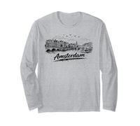 Amsterdam City Canal Bicycles Voyage Sketch Art Manche Longue