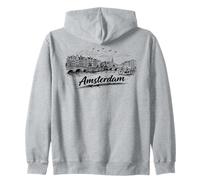 Amsterdam City Canal Bicycles Voyage Sketch Art Sweat à Capuche