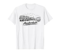 Amsterdam City Canal Bicycles Voyage Sketch Art T-Shirt