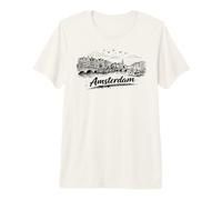 Amsterdam City Canal Bicycles Voyage Sketch Art T-Shirt Haut de Gamme