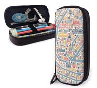 Amsterdam City Map Trousse À Crayons De Grande Capacité Avec Fermeture Éclair Pour L'école Et Le Bureau, Trousse De Maquillage Multifonction