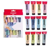 Amsterdam Kit de peinture acrylique 12 x 20 ml Couleurs pastel douces - Haute force de coloration, viscosité constante, emballage écologique - Pour artistes, amateurs, étudiants