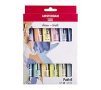Amsterdam Kit de peinture acrylique 12 x 20 ml Couleurs pastel douces - Haute force de coloration, viscosité constante, emballage écologique - Pour artistes, amateurs, étudiants